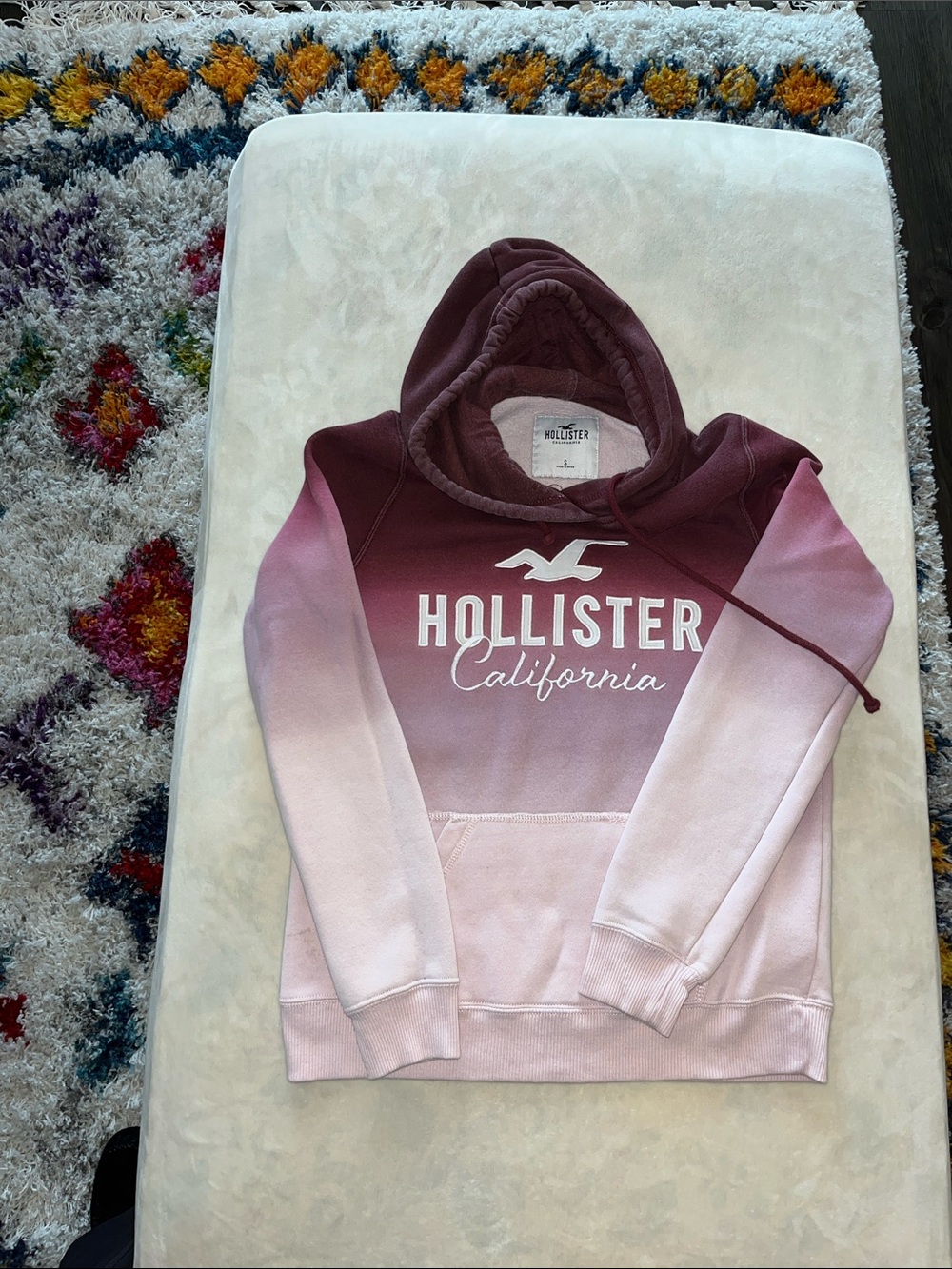 Hollister Maroon-to-Blush Ombre Hooded Sweatshirt